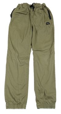 Khaki plátenné cuff nohavice s nášivkou Name it