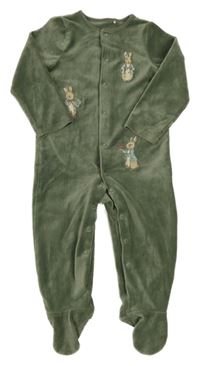 Khaki žebrovaný sametový overal s králíky - Králíček Petr Tu