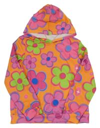 Oranžová kvetovaná mikina s kapucňou Shein