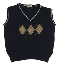 Tmavomodrá svetrová vesta s kárami Topolino