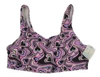 Nové - Růžovo-černo-lila plavková lambáda so srdiečkami Primark