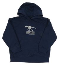 Tmavomodrá mikina s kostrou dinosaura a kapucí Next