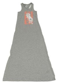 Sivé melírované bavlnené maxi šaty s nápisom Pepperts