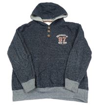 Tmavomodrá melírovaná mikina s číslem a kapucí Yigga