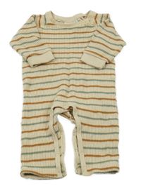 Béžovo-kaki-hnedý pruhovaný pletený overal Name it