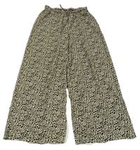 Béžovo-čierne ľahké široké nohavice s leopardím vzorom Primark