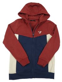 Vínovo-tmavomodro-béžová prepínaci mikina s kapucňou George