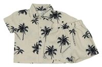 2set - Béžová košile s palmami + kraťasy Shein