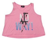Neónově ružový melírovaný crop top s nápisom Page One Young