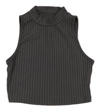 Tmavosivý rebrovaný crop top Shein