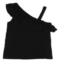 Čierny crop top s plisovaným volánem H&M