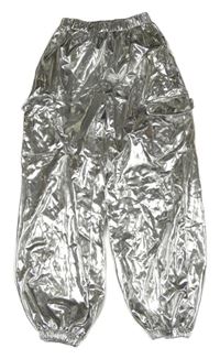 Strieborné cargo cuff nohavice Shein