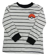 Bílo-černé pruhované triko s Pokéballem Sinsay