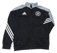 Černo-šedá sportovní propínací mikina s potiskem Adidas