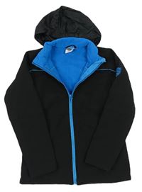 Čierno-modrá sofhtshellová bunda s kapucňou