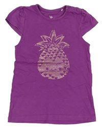 Fialové tričko s ananasom Topomini