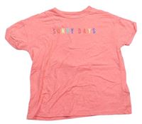Neónově ružové melírované tričko s nápisom zn. M&S