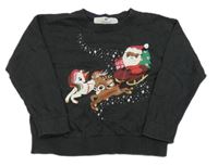 Antracitový ľahký sveter so Santou H&M