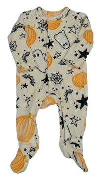 Smotanový plyšový overal s dýněmi a duchy