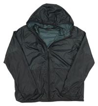 Černá vzorovaná šusťáková lehká bunda s kapucí 