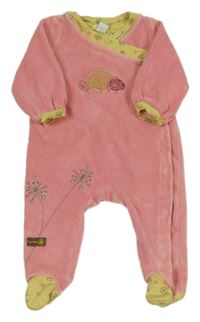 Ružový zamatový overal s výšivkou