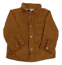 Hnědá manšestrová košile s kapsou Ergee