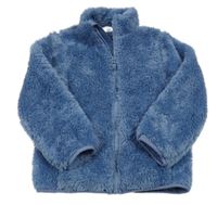 Modrá chlupatá propínací mikina 