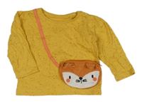 Okrové vzorované triko s kapsičkou - liška Next