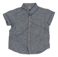 Modrá melírovaná ľanová košeľa Tu