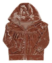 Starorůžová sametová propínací mikina s kapucí V by Very