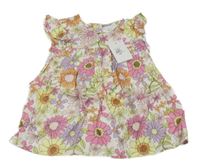 Nové - bielo-farebné kvetované ľahké šaty Primark