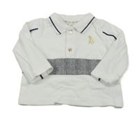 Bílé polo triko s tmavomodrým pruhem River Island