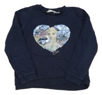 Tmavomodrá mikina s Elsou a flitrami H&M