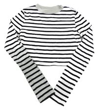 Bielo-čierne pruhované crop tričko H&M