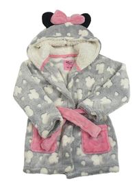 Šedý plyšový župan s Minnie a kapucí Primark