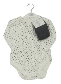 2set - Bílé puntíkaté body + šedé punčocháče George
