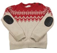 Červeno-růžový vzorovaný vlněný svetr River Island