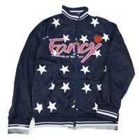 Tmavomodrá sportovní mikina s hvězdami a nápisem 