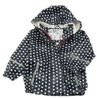 Tmavomodro-biela bodkovaná á vodeodolná jarná bunda s kapucňou Lupilu