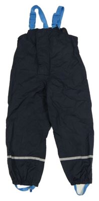 Tmavomodré šusťákové laclové kalhoty Pocopiano