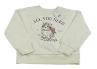 Nové - Smotanová mikina s mačičkou a nápismi Primark