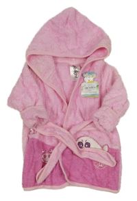 Nové - Ružový froté župan s tuleněm a kapucňou