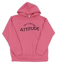 Ružová mikina s nápisom a kapucňou