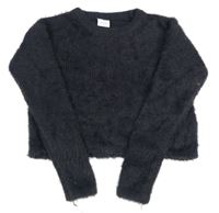 Tmavosivý chlpatý crop sveter Page one young