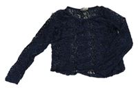 Tmavomodré čipkové crop tričko Yigga