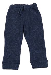 Tmavomodré melírované pletené tepláky Tu