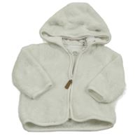 Biela plyšová prepínaci mikina s kapucňou F&F