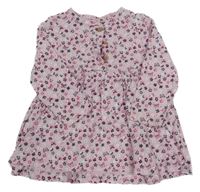 Svetloružová -tmavomodré kvetované šaty Topolino