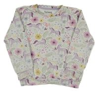 Biela kvetovaná mikina s jednorožcami Nutmeg