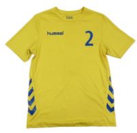 Žluto-modré sportovní tričko s číslem Hummel